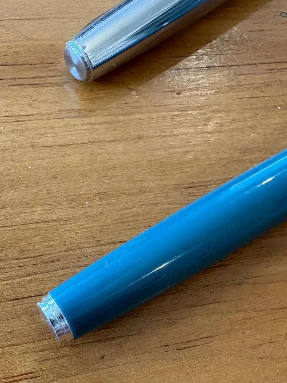 Vintage Wing Sung 703 Fountain Pen Blue Chrome Trim Chinese Pen